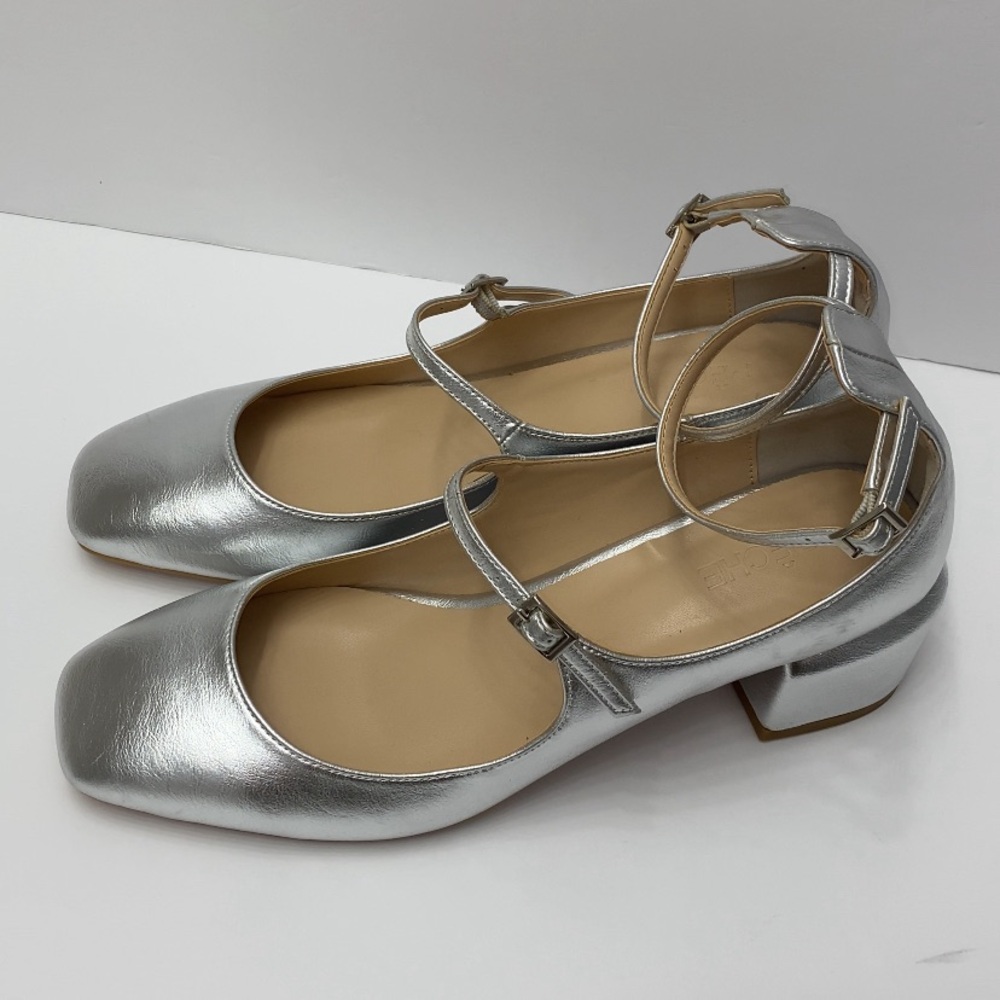 Peche Nico Silver Heeled Ballet Shoes Size 8 Elegant Dressy